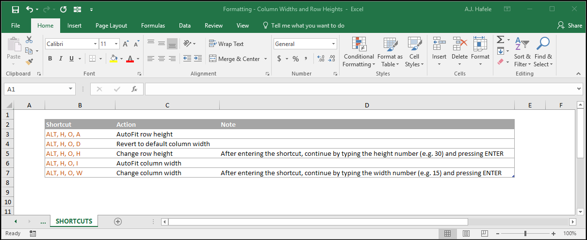 Column Widths and Row Heights