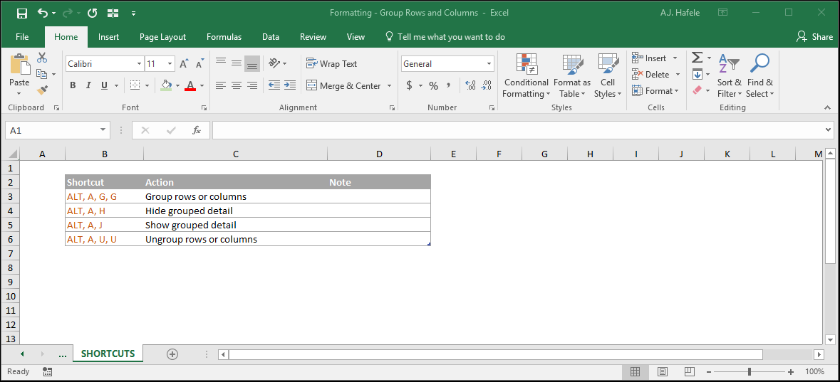 Group Rows and Columns