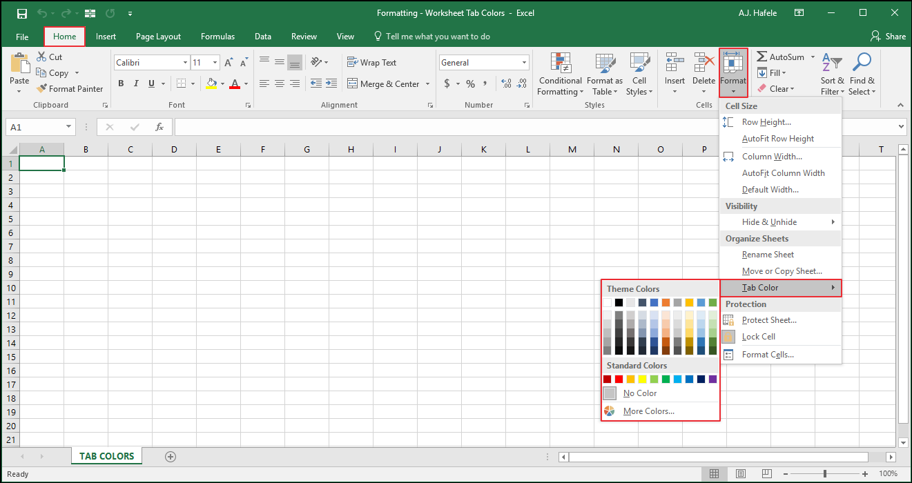 Worksheet Tab Colors
