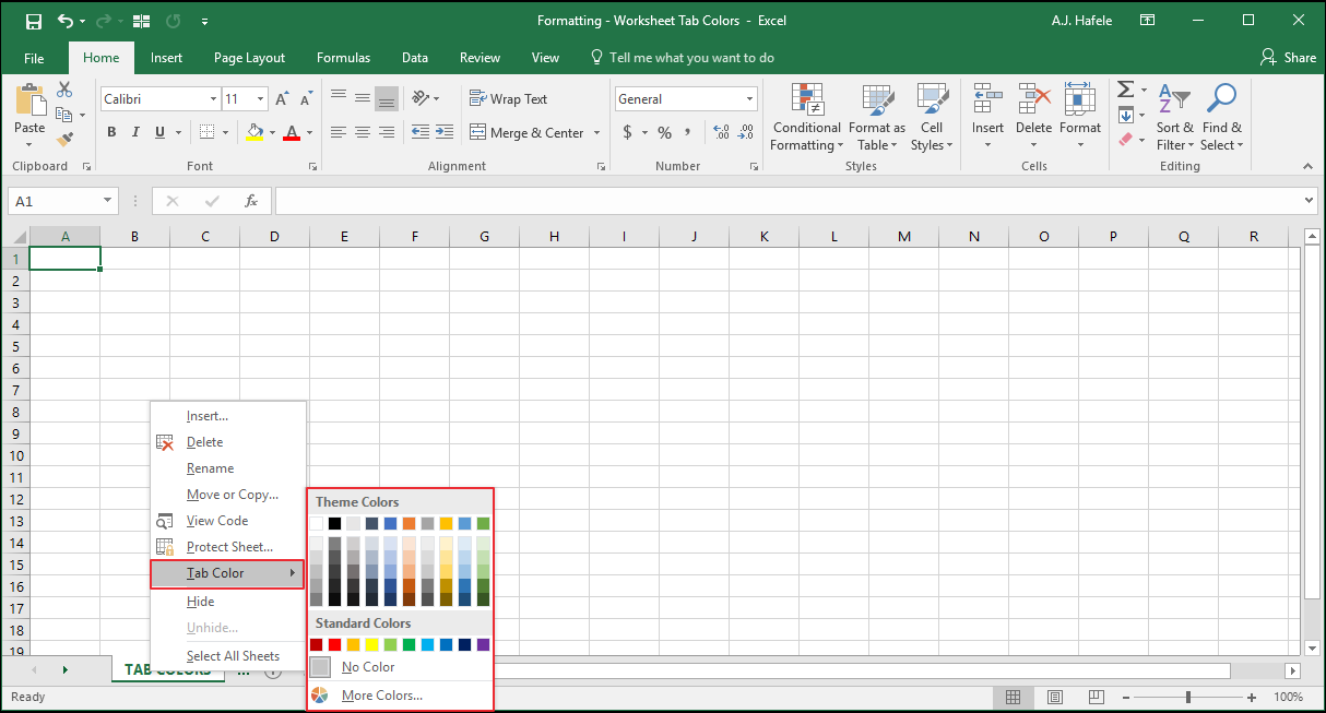 Worksheet Tab Colors