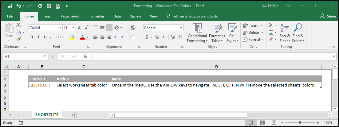 Worksheet Tab Colors