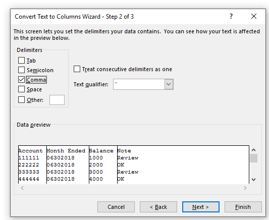 Text to Columns