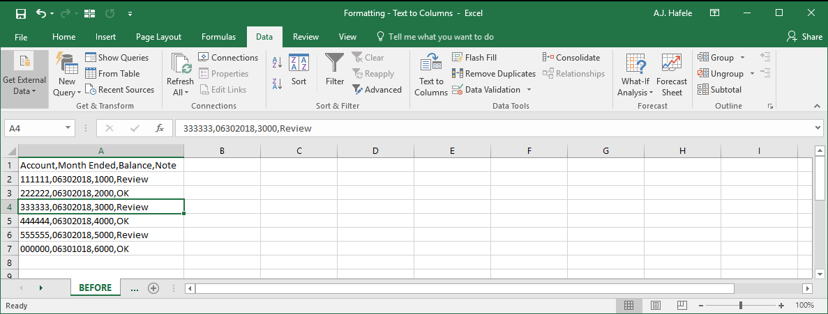 Text to Columns