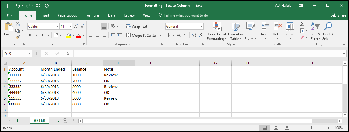 Text to Columns
