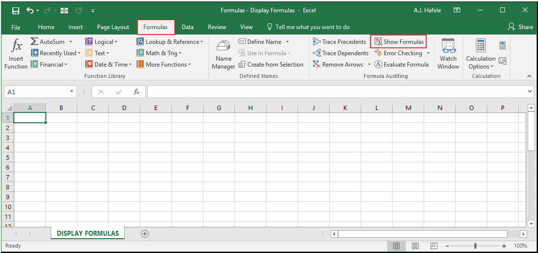 Display Formulas