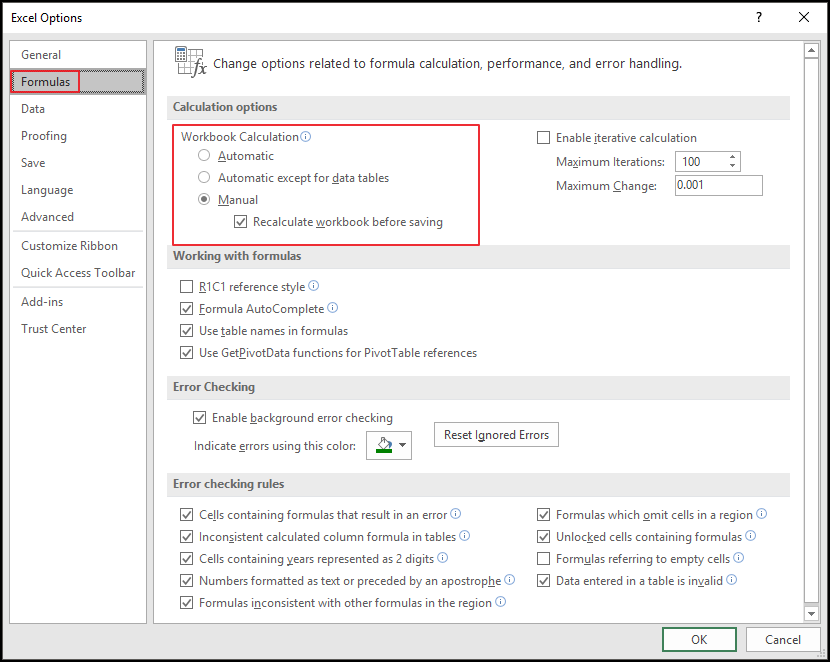 Calculation Options