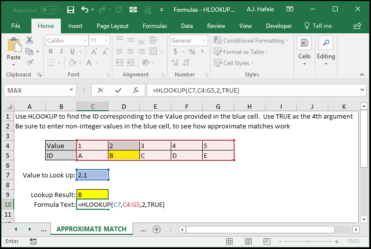 HLOOKUP