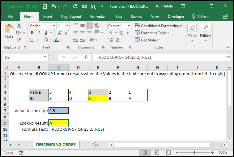 HLOOKUP