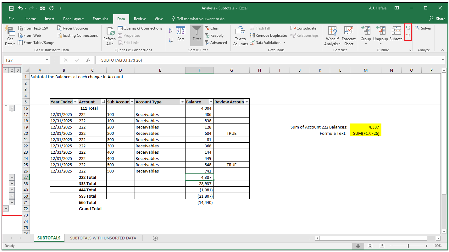 Subtotals