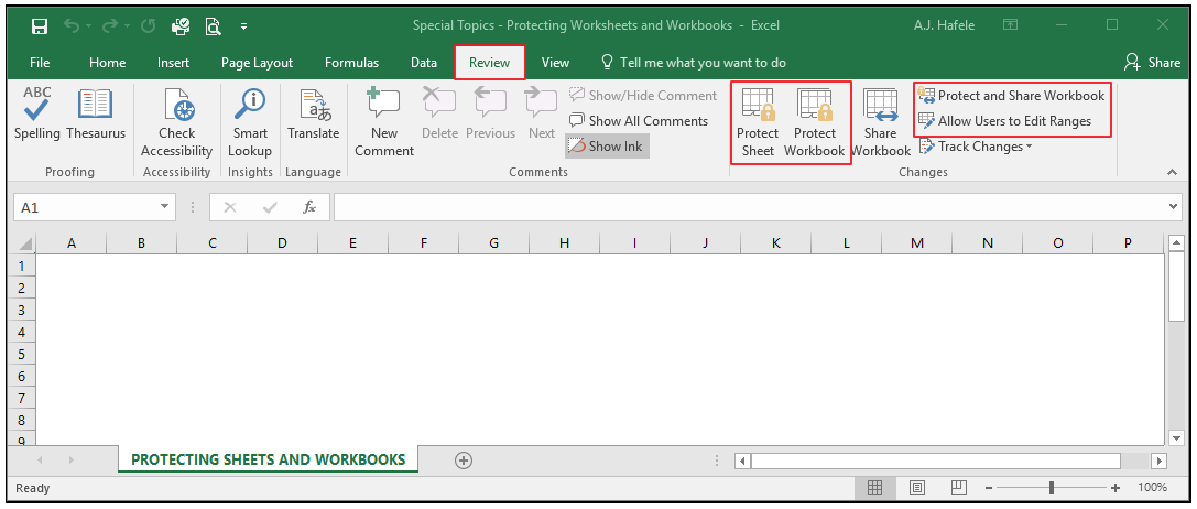 Protecting Worksheets and Workbooks